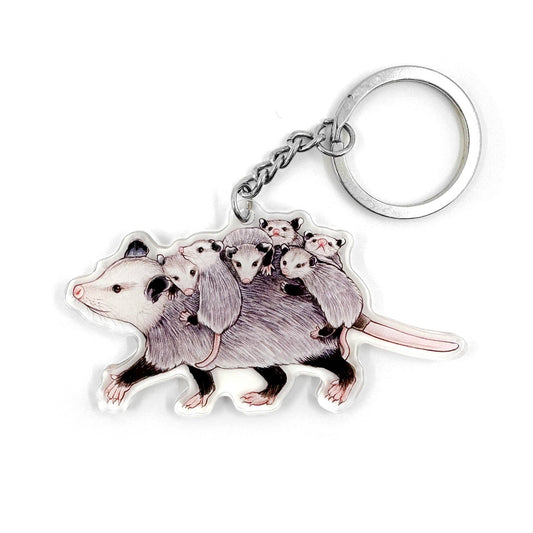 Opossum & Babies Keychain