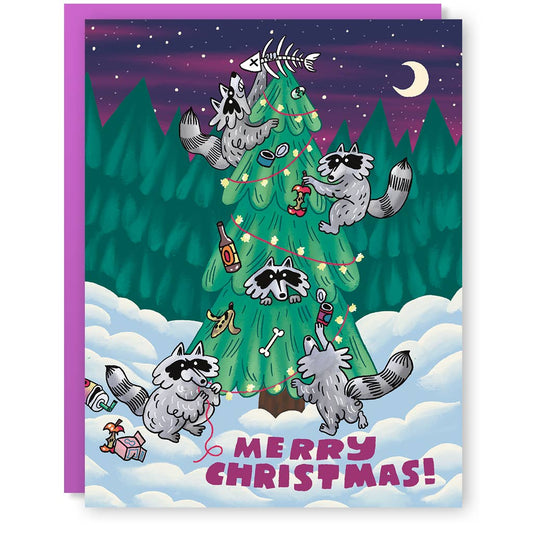 Raccoon Christmas card