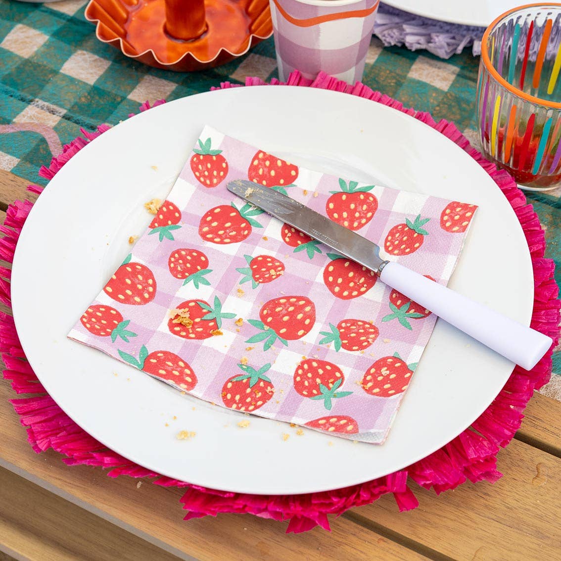 Strawberry Lilac Gingham Napkins