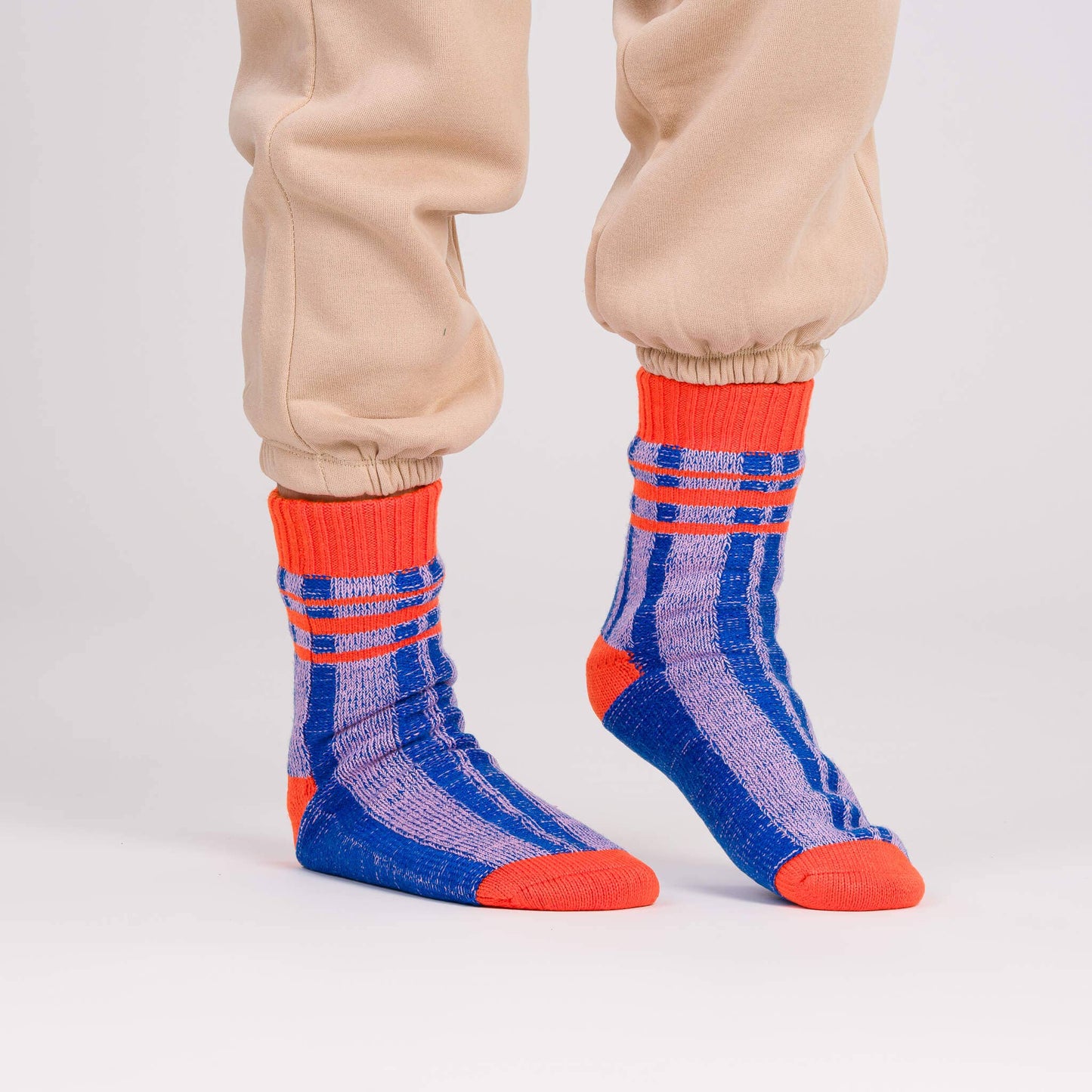 Cobalt Plaid Stripe House Socks