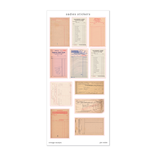Vintage Receipts Sticker Sheet
