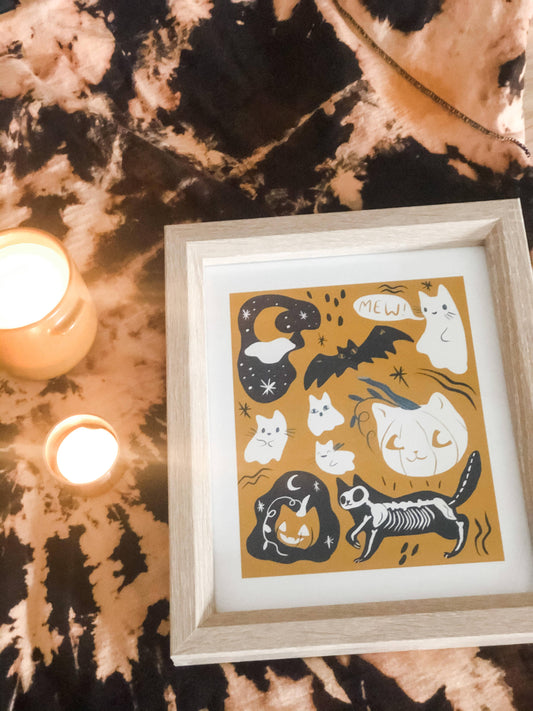 Halloween Cat Ghosts 8x10"