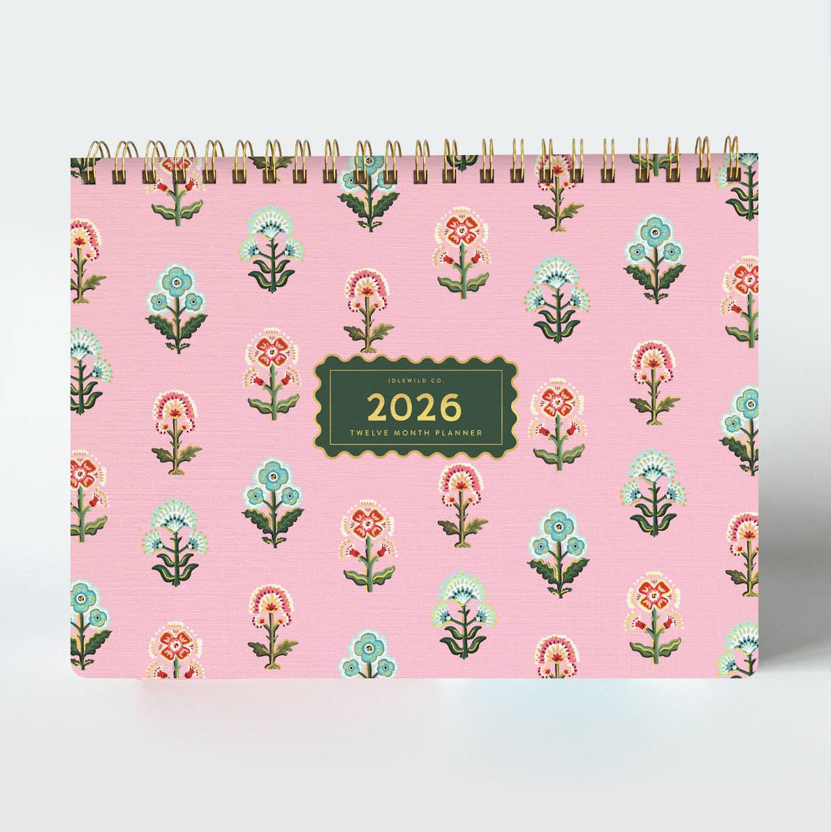 2026 Block Print Floral Desktop Planner