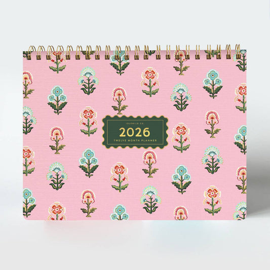 2026 Block Print Floral Desktop Planner