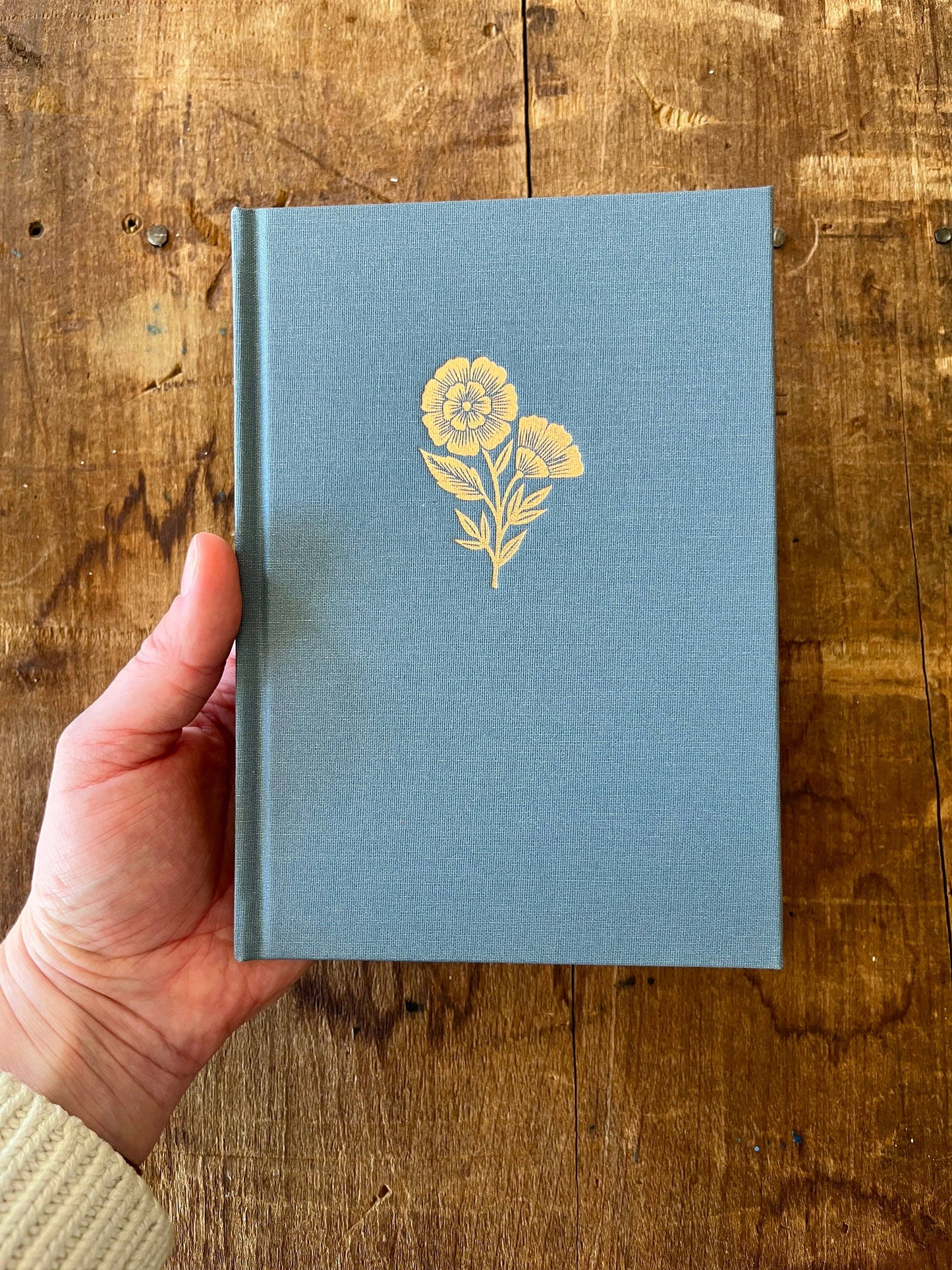 Denim Blue Foil Stamped Linen Journal