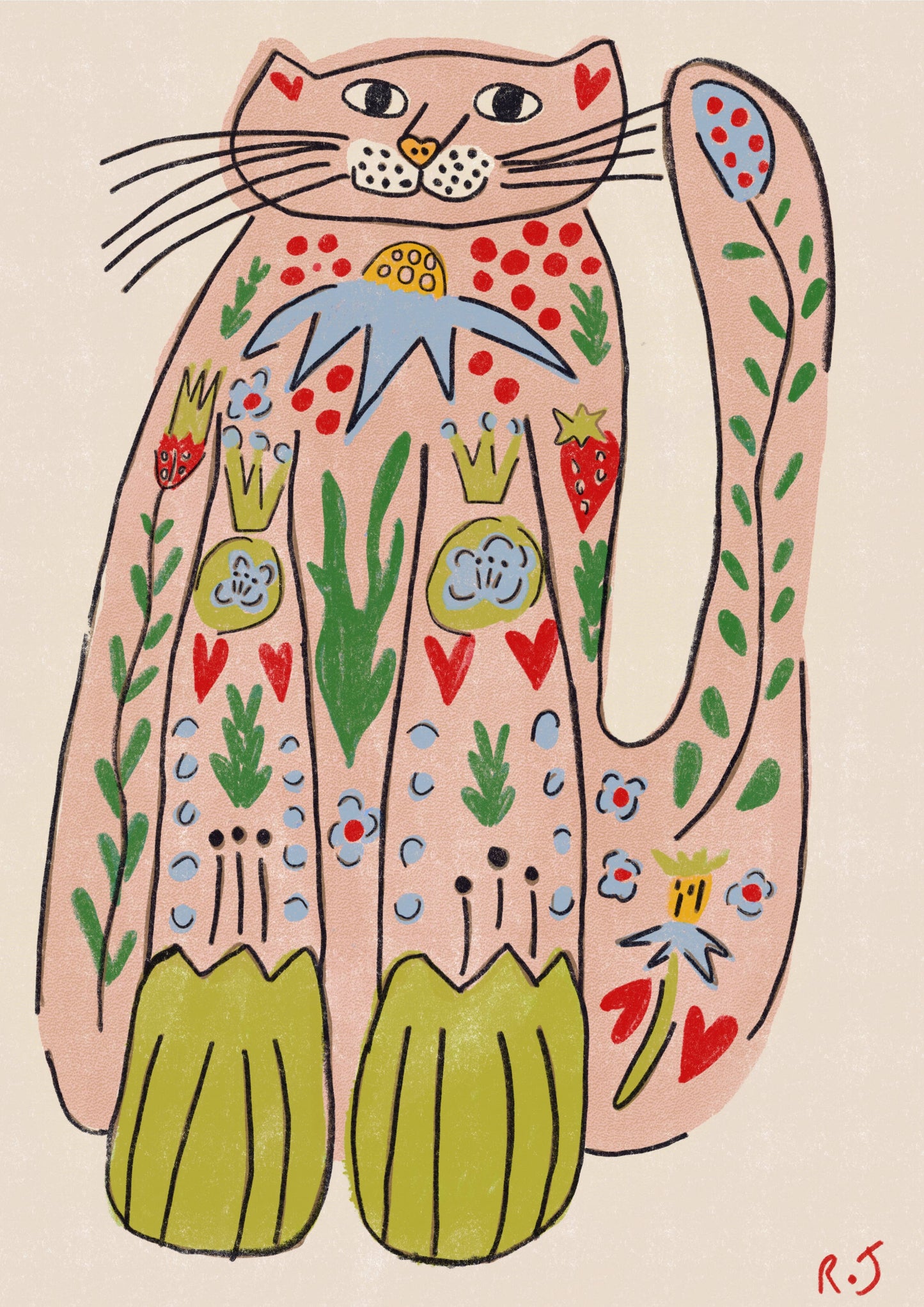 Folk Cat print