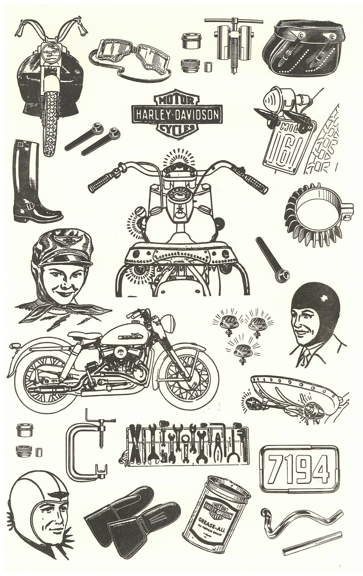 Vintage Harley Davidson Gear print