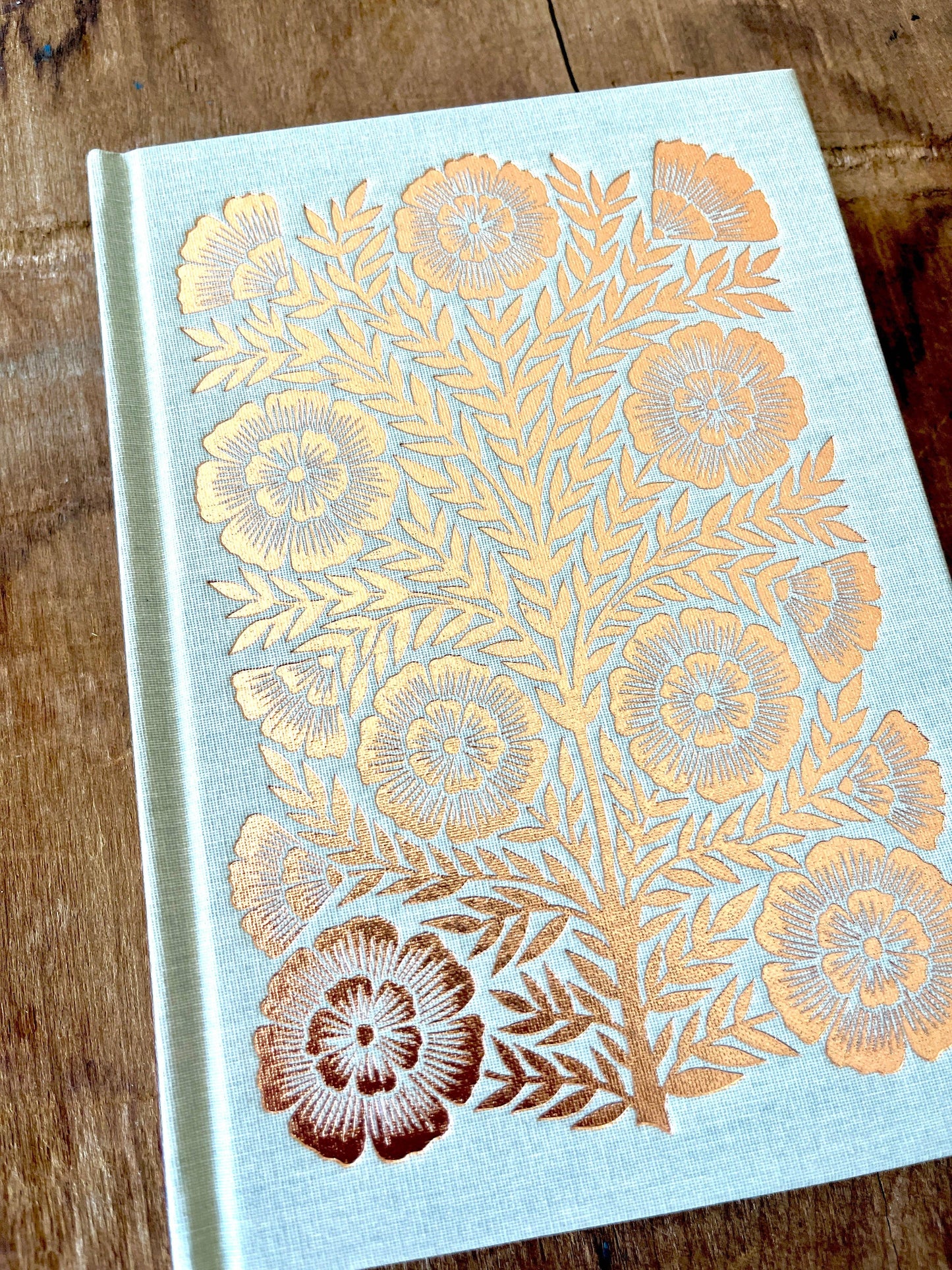 Muted Sage Foil Stamped Linen Journal