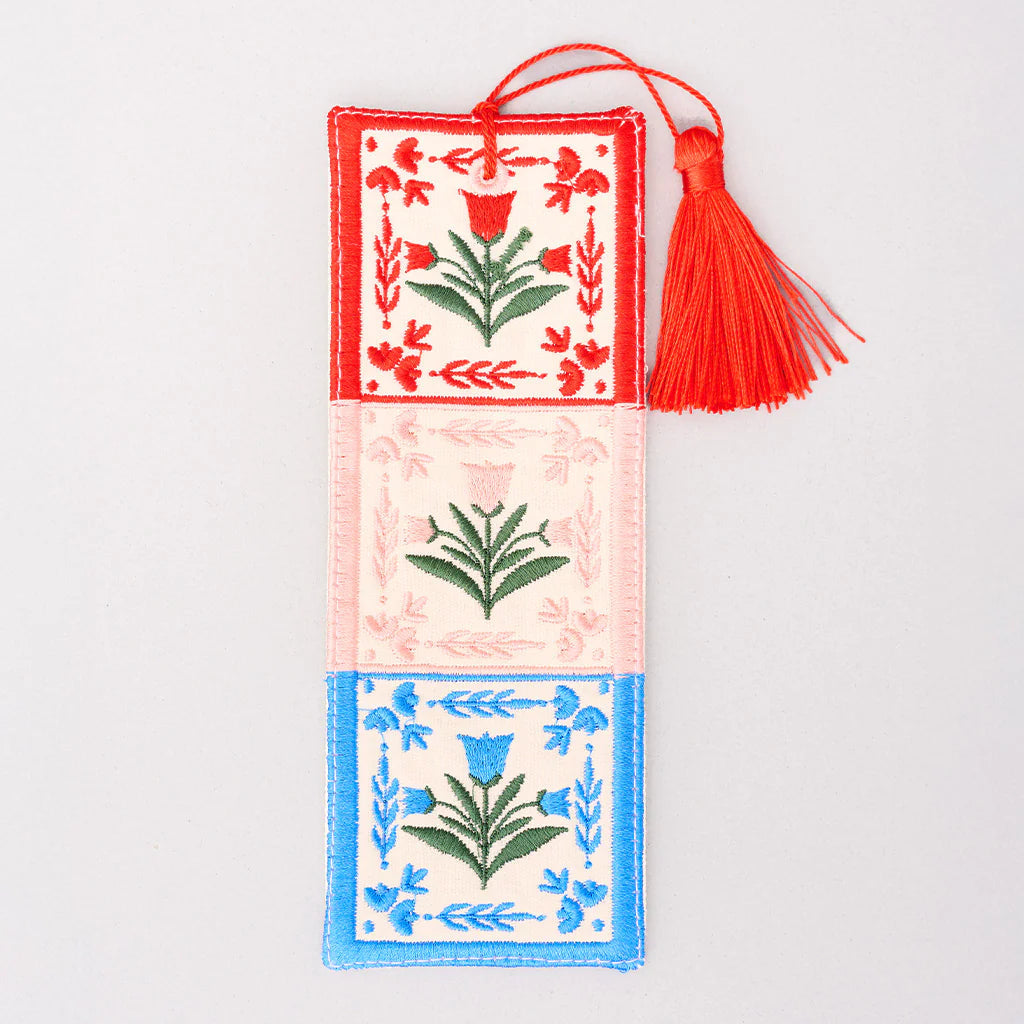 Folk Floral Embroidered Bookmark
