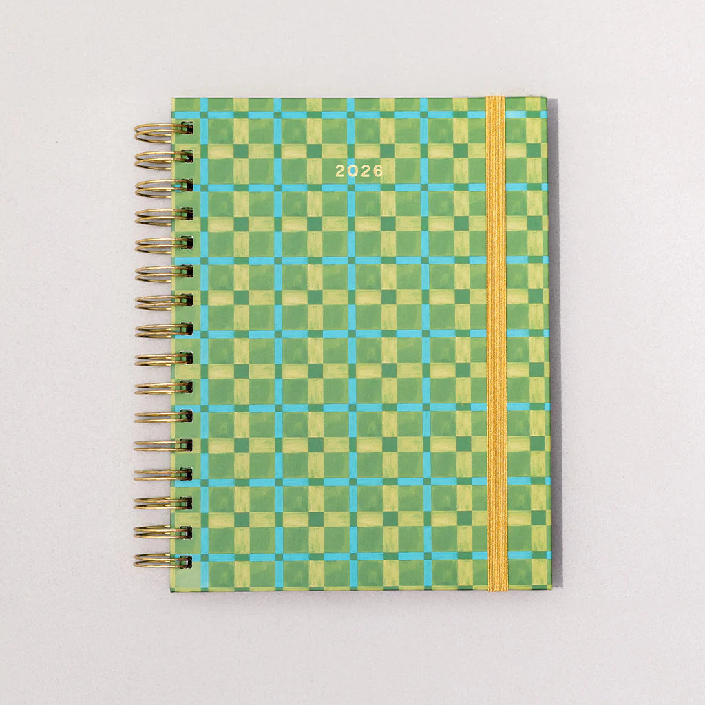 Green Plaid 12 Month Medium Planner