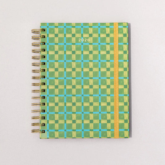 Green Plaid 12 Month Medium Planner