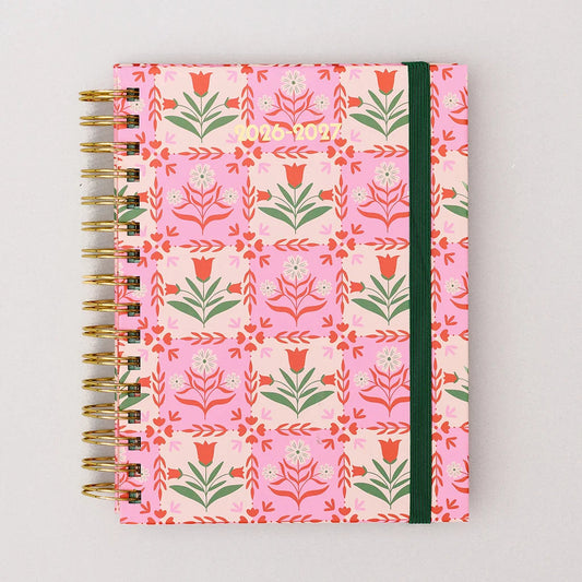 Pink Tile Floral Medium 17-Month Planner