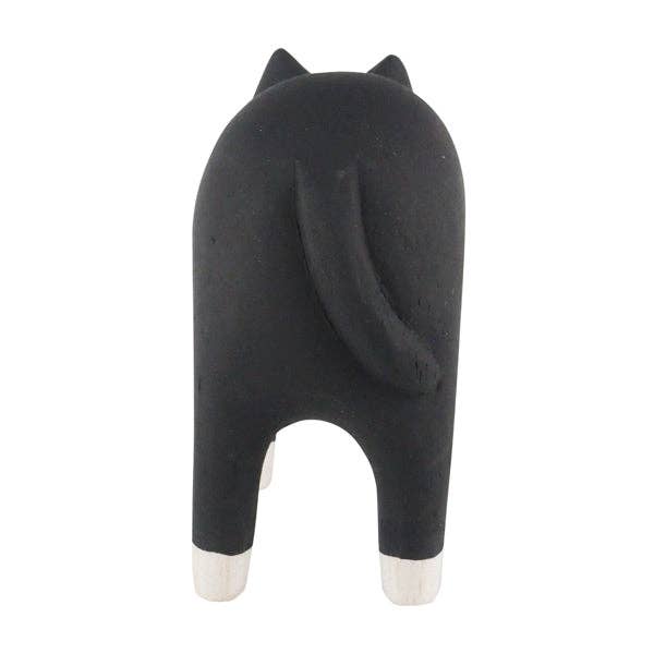 Tuxedo Cat Wood Figure