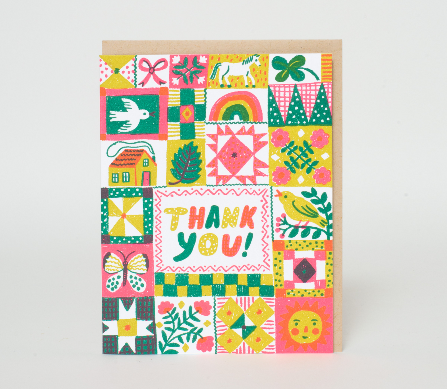 Folk Quilt Thank You card