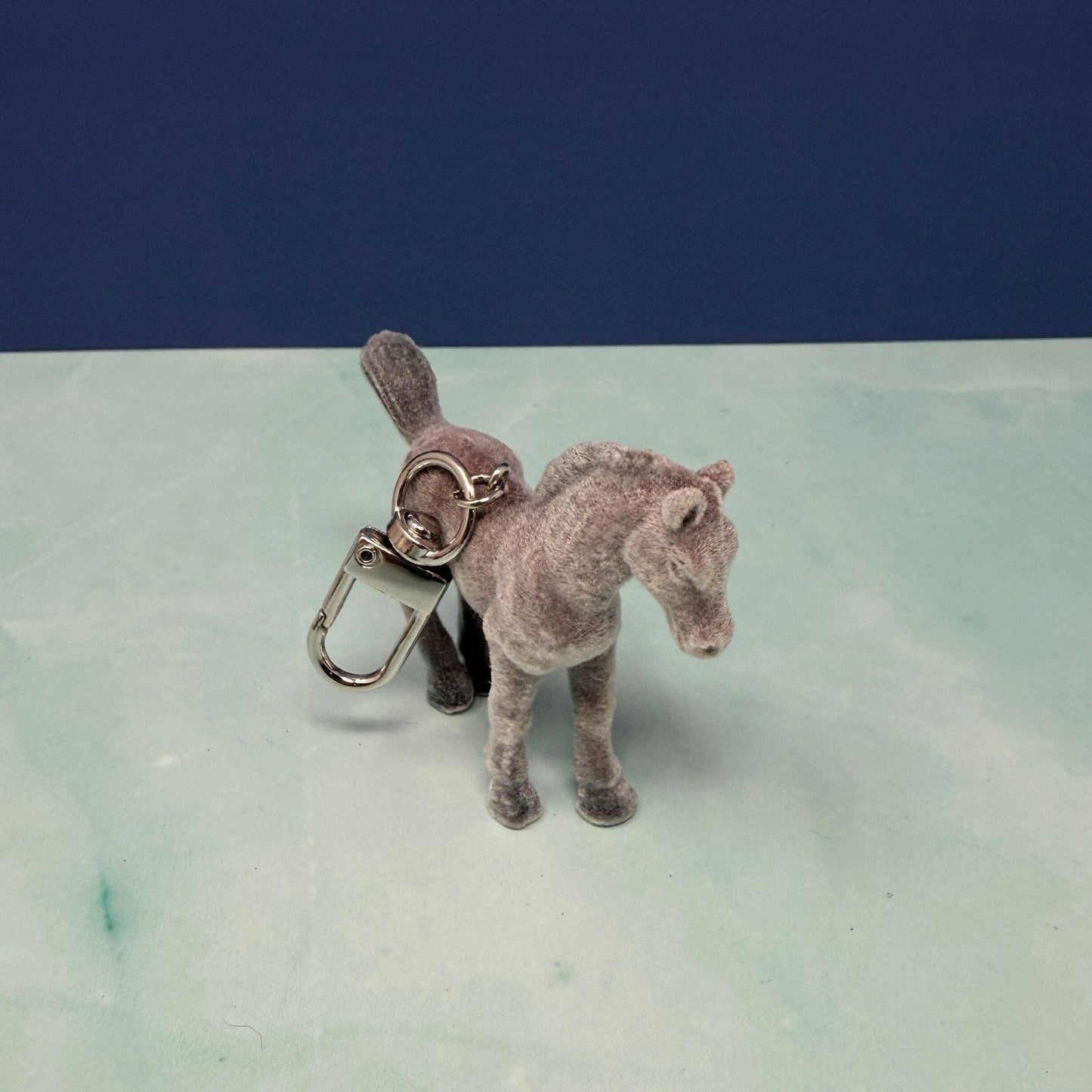 Flocked Horse Keychain