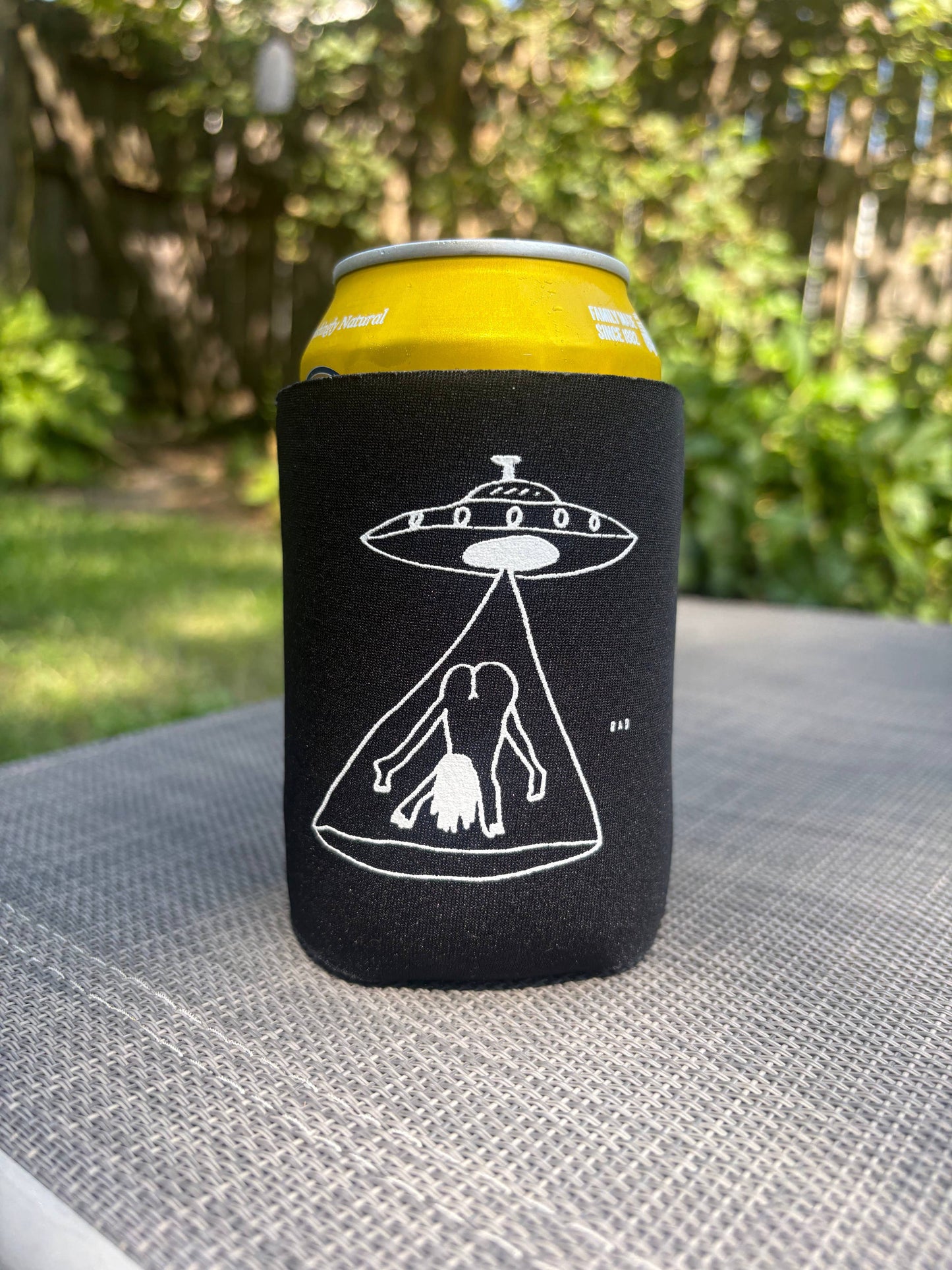 UFO Abduction Black Koozie