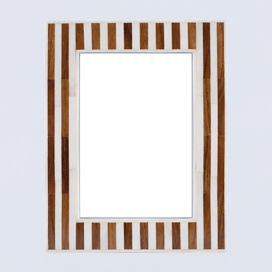 Brown & White Stripe Inlay Picture Frame