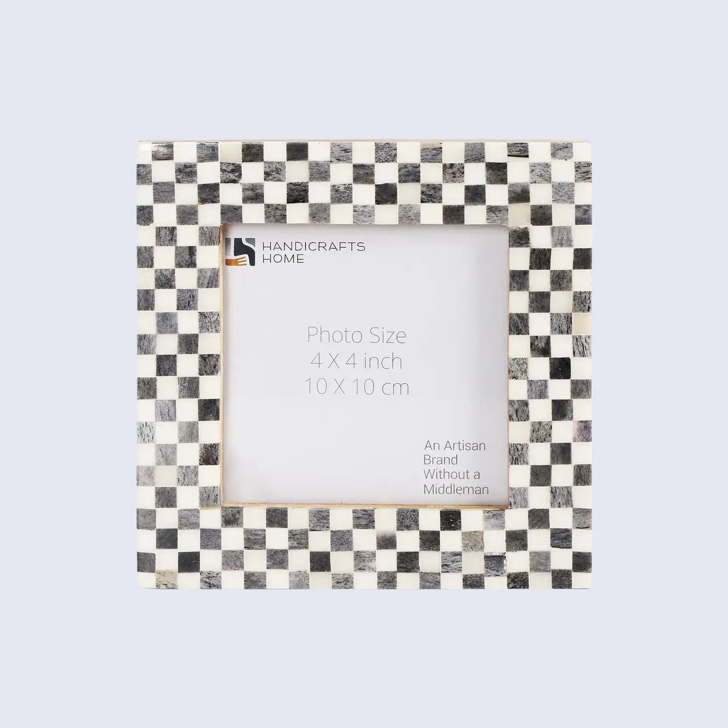 Grey White Bone Inlay Checkered Photo Frame