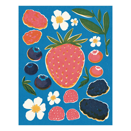 PNW Berries Riso Print: 11x14