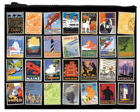 Postage Stamp Zipper Pouch
