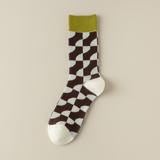 Geo Grid Cotton Socks