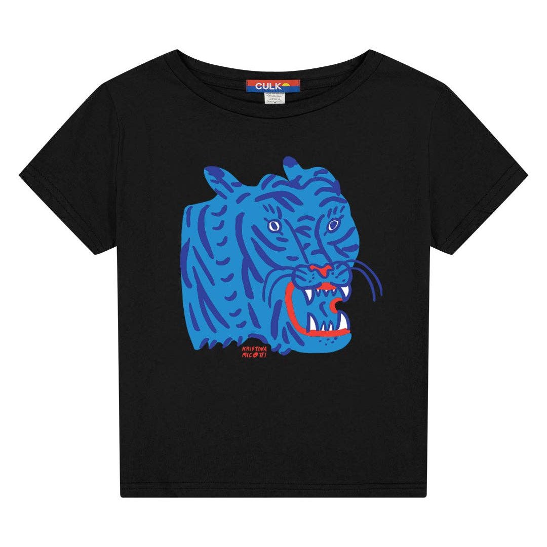 Blue Tiger Cropped T-shirt