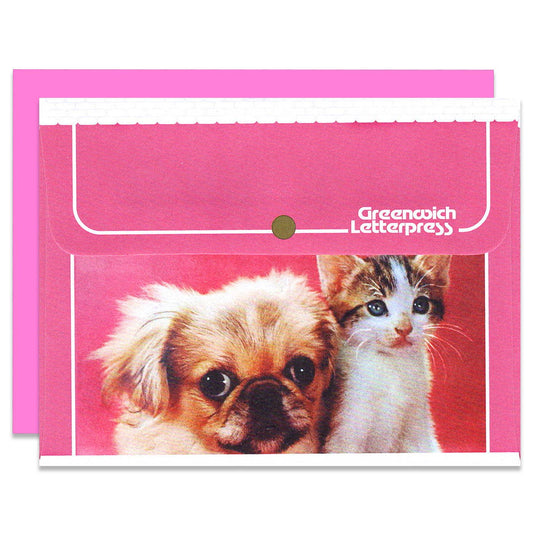 Pink Dog and Cat Friends Card