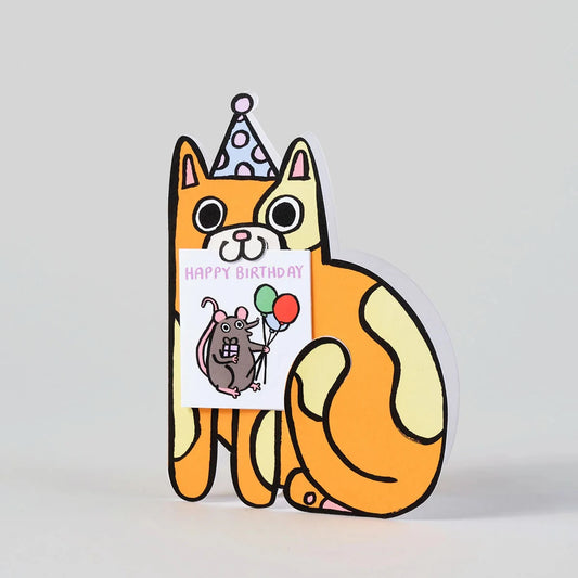 Cat With Mini Birthday card