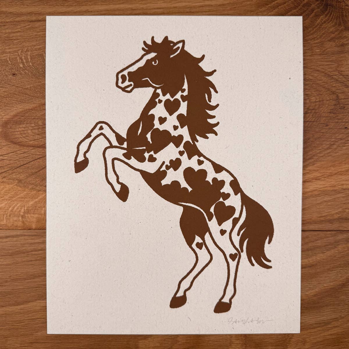 Rearing Hearts Horse Print