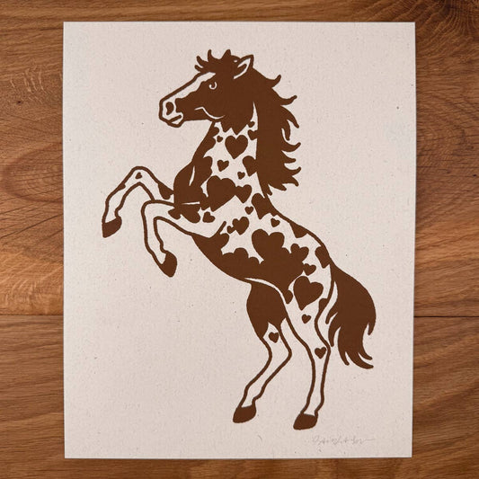 Rearing Hearts Horse Print