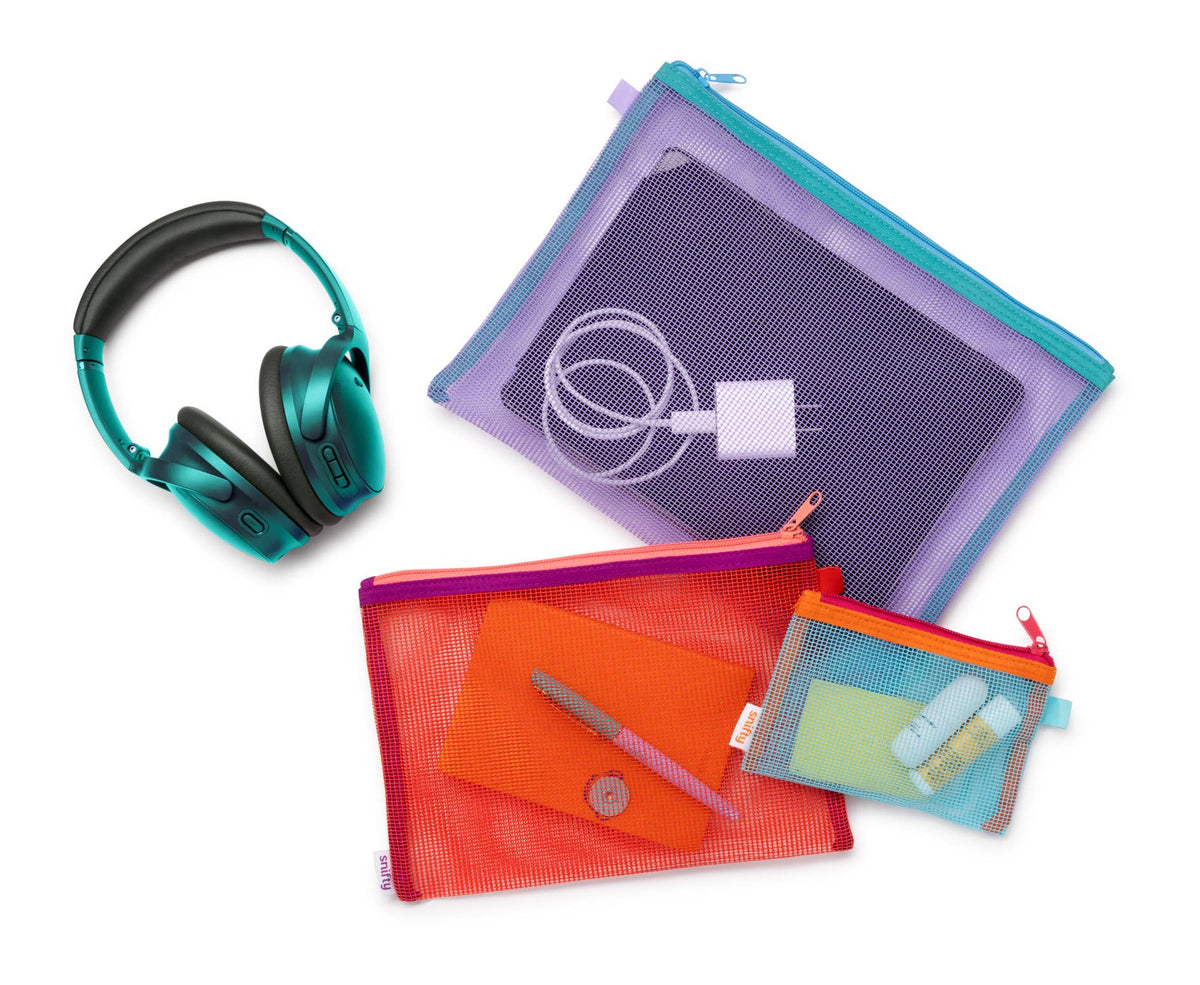 Periwinkle Carry On Mesh Pouch Set