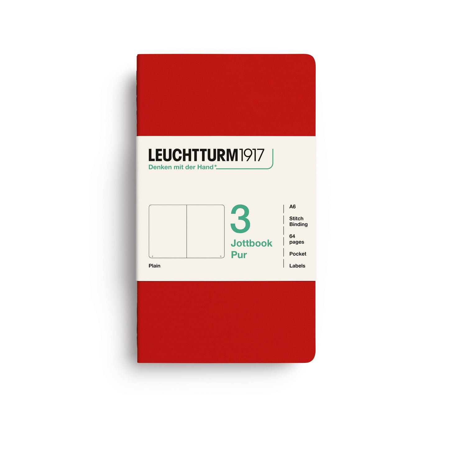 Leuchtturm Jottbook Pur (A6) Pack of 3: Plain Pages