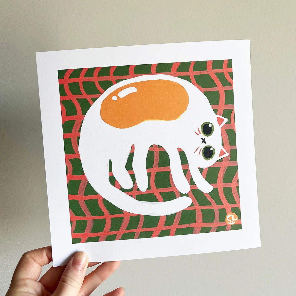 Sunny-Side Up Cat: Wiggle Grid Print