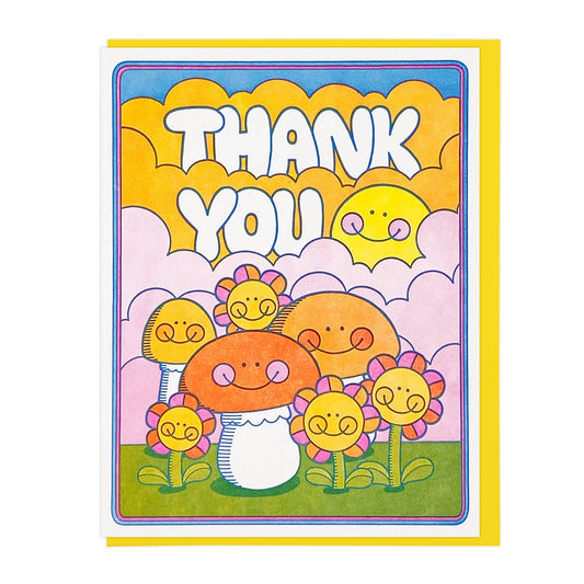 Mushrooms and Flowers Thanks card