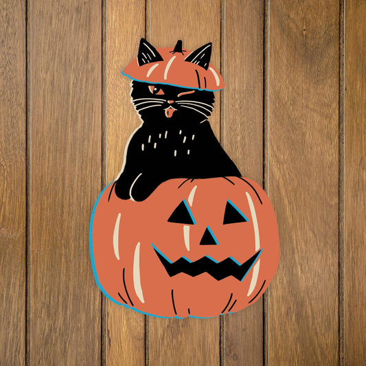 Pumpkin Cat Cutout Decoration