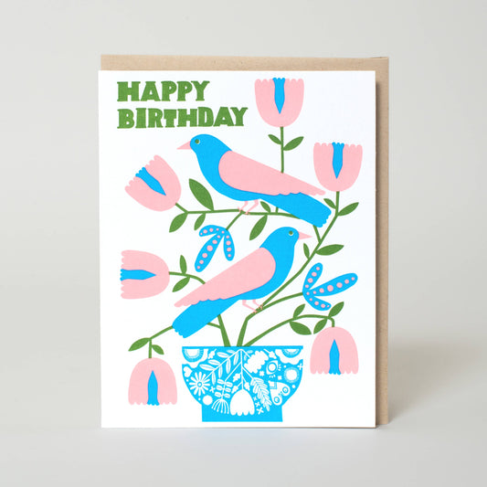 Nordic Birds Birthday Card