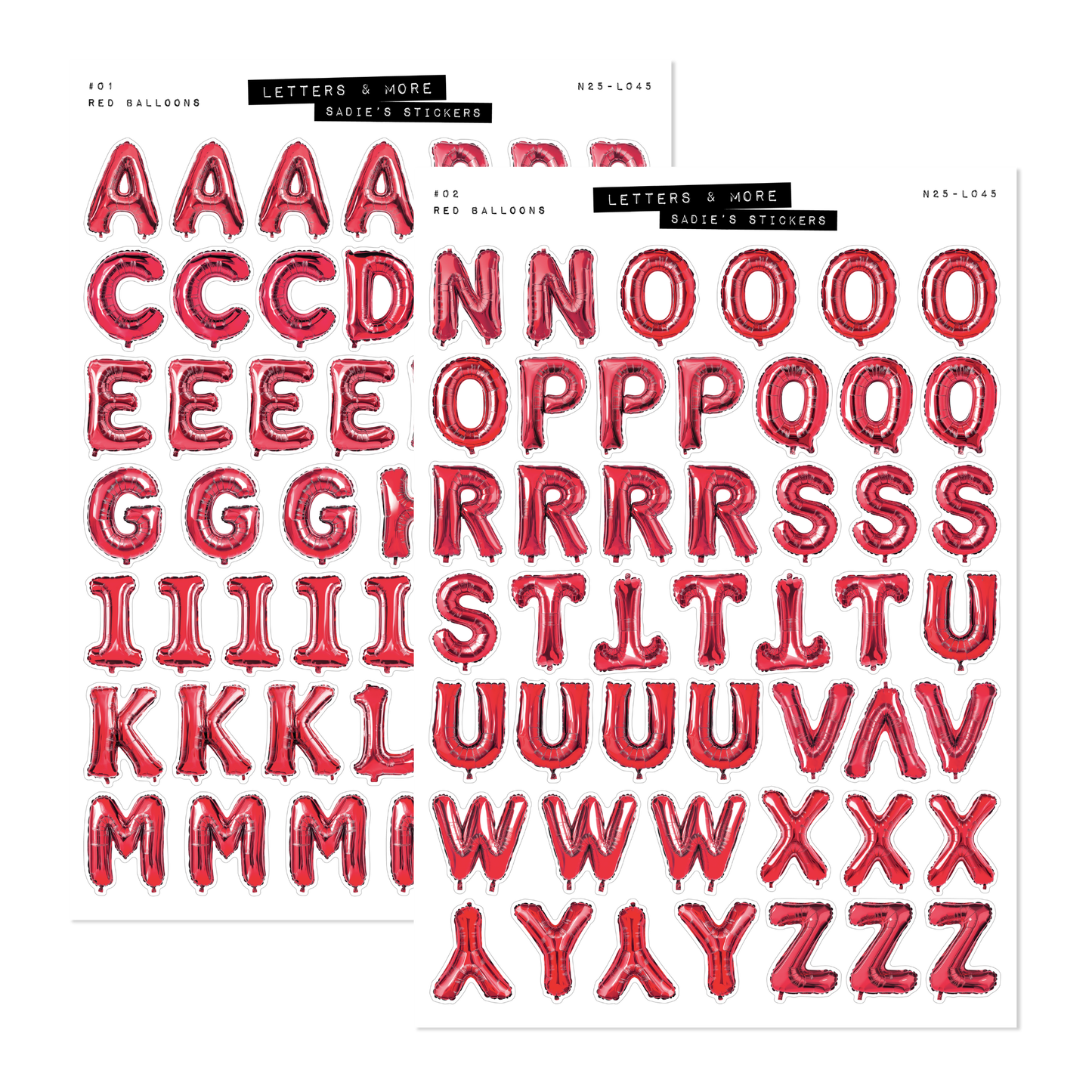 Red Balloon Letter Sticker Set