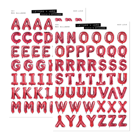 Red Balloon Letter Sticker Set