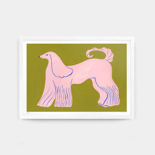 Pink Afghan Hound print