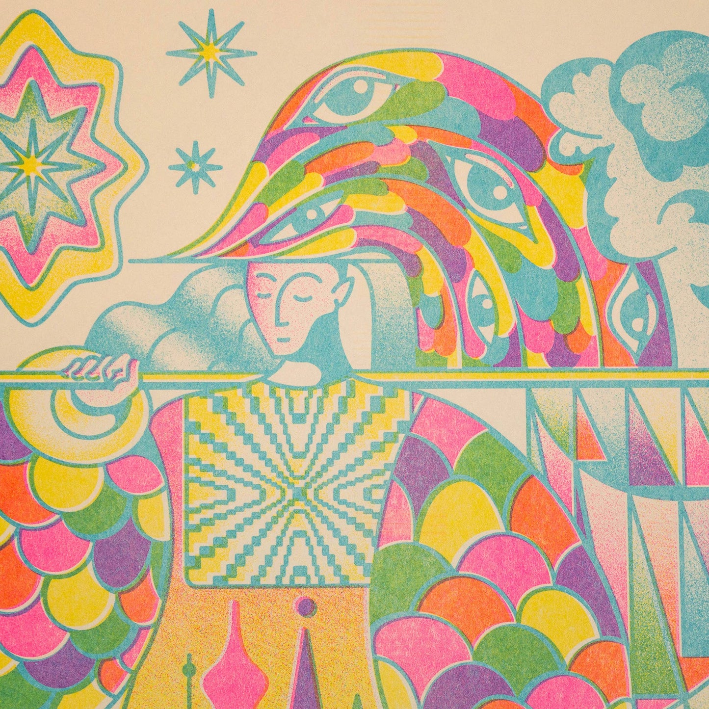 Knight Banneret Risograph Print