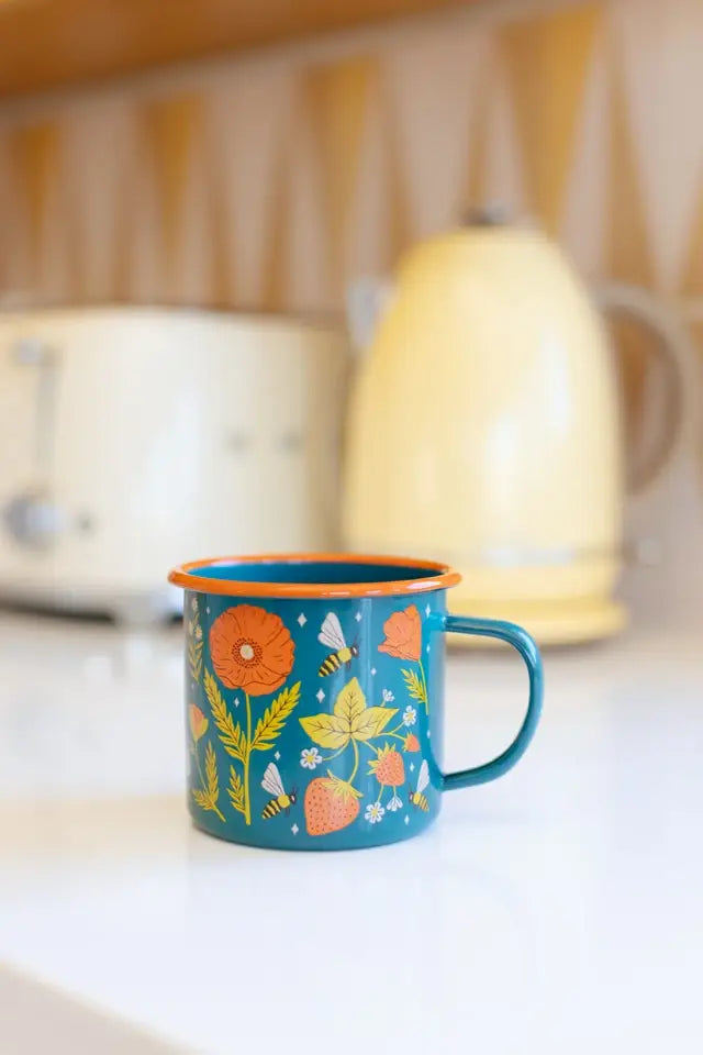 Garden Buzz Enamel Coffee Mug