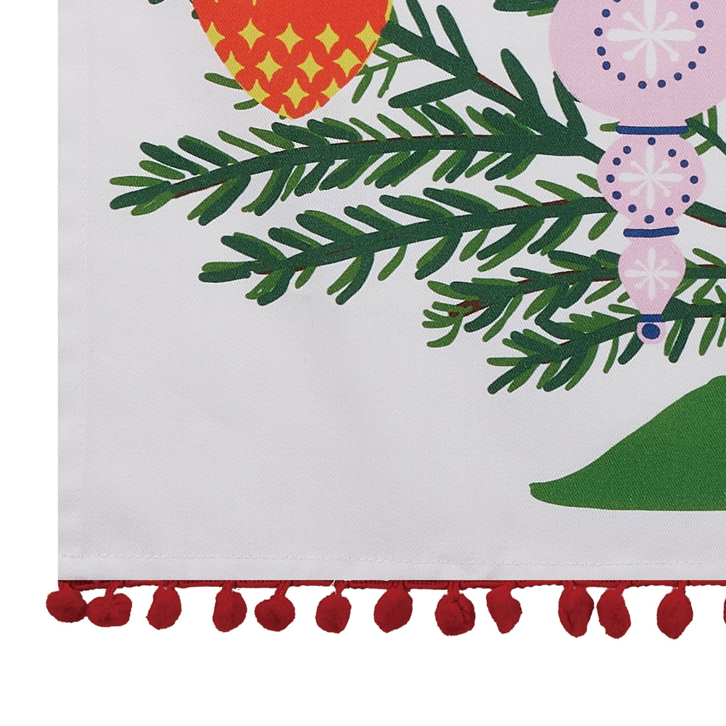 Christmas Tree Towel with Pom Poms