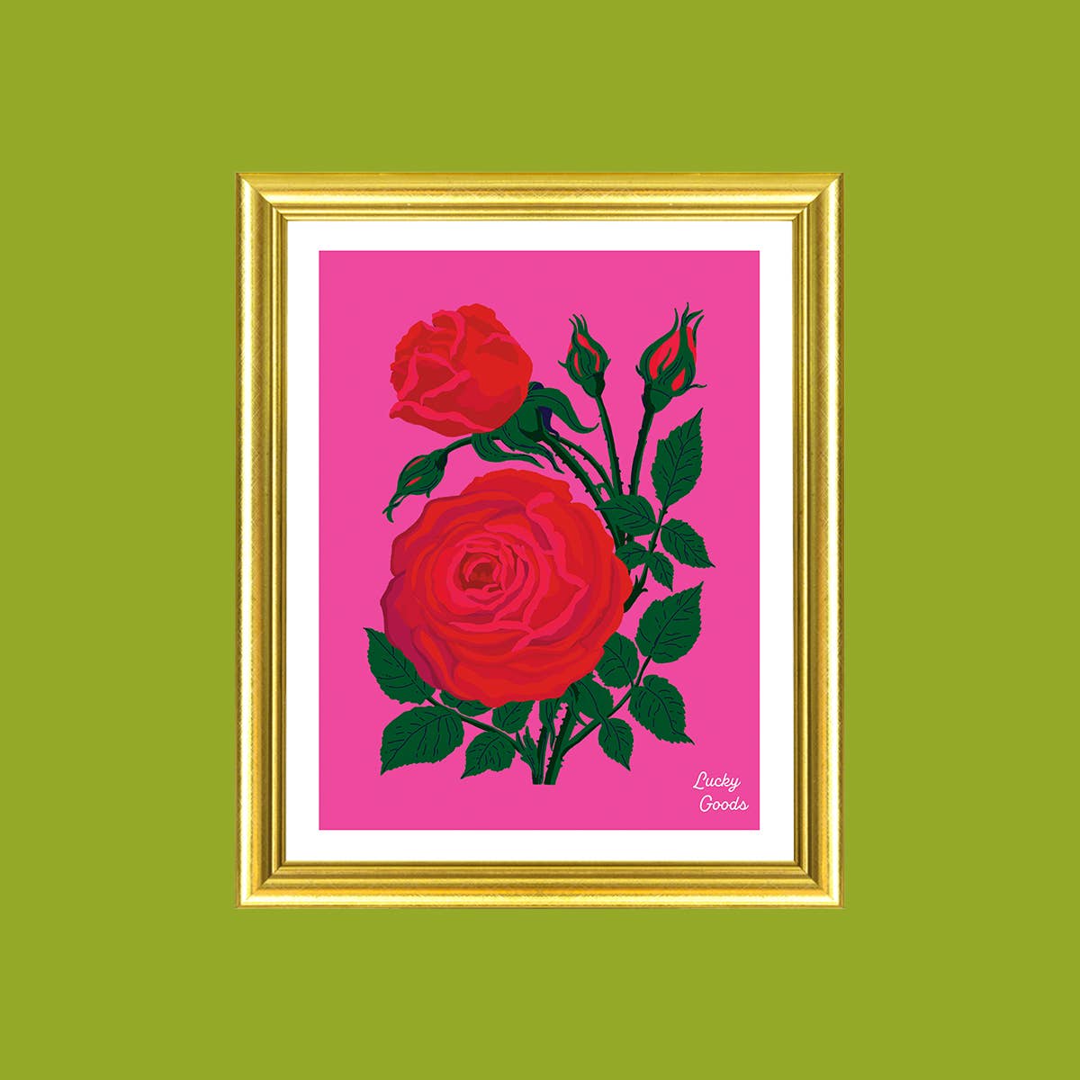 Roses in Hot Pink print