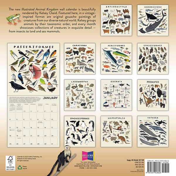 The Illustrated Animal Kingdom 2026 Wall Calendar