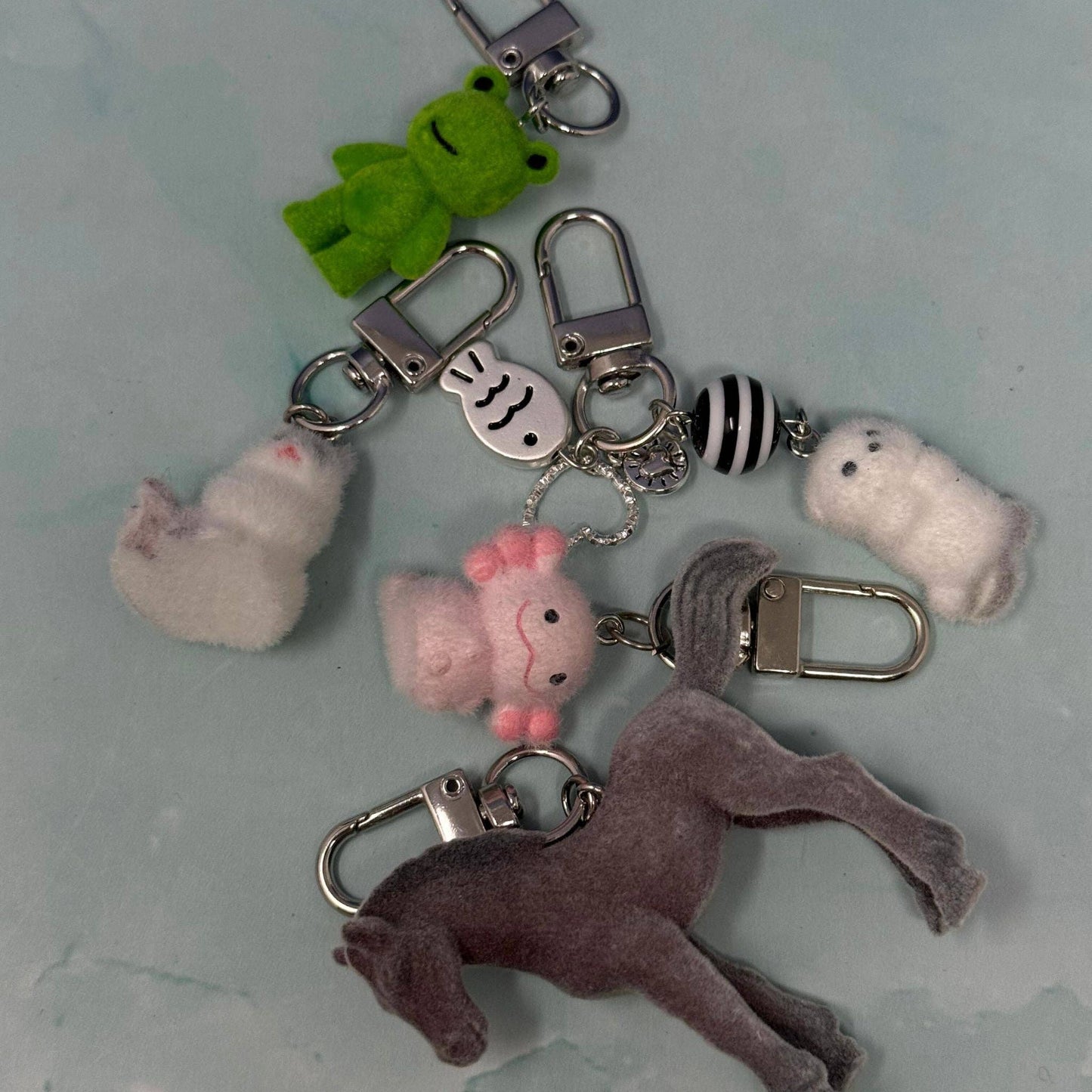 Flocked Horse Keychain