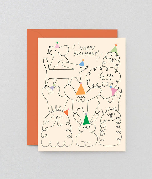 Doggy Pile Birthday card