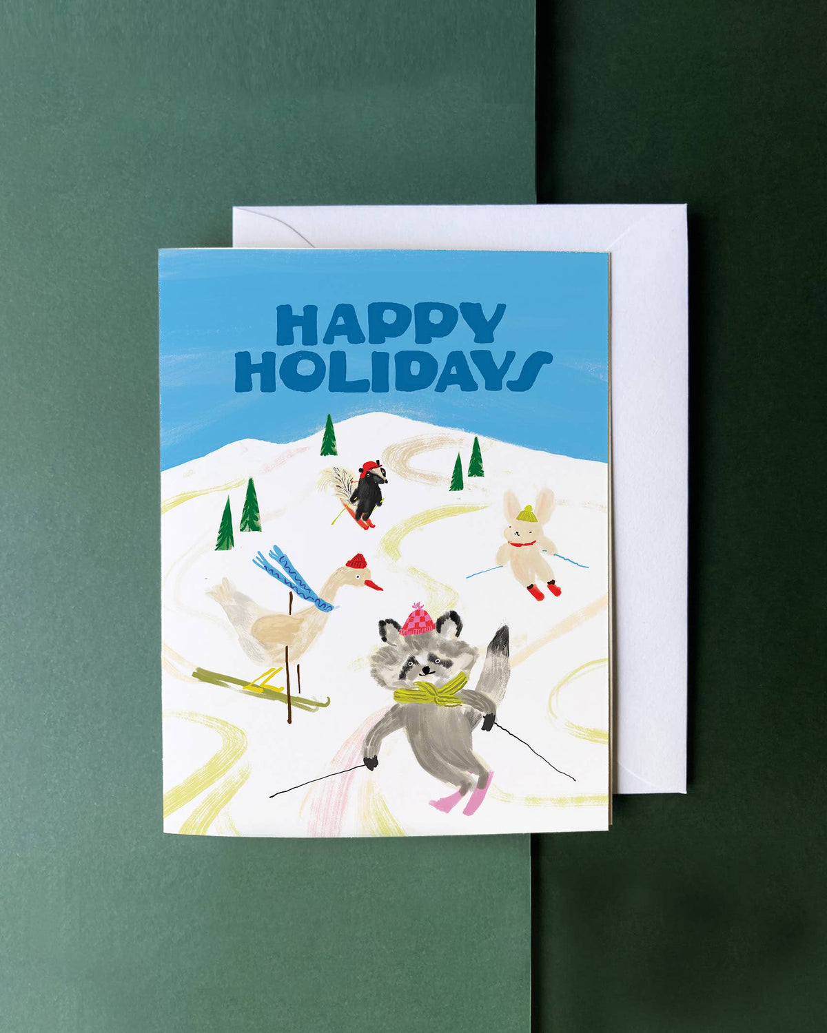 Woodland Ski Slope Holiday Card