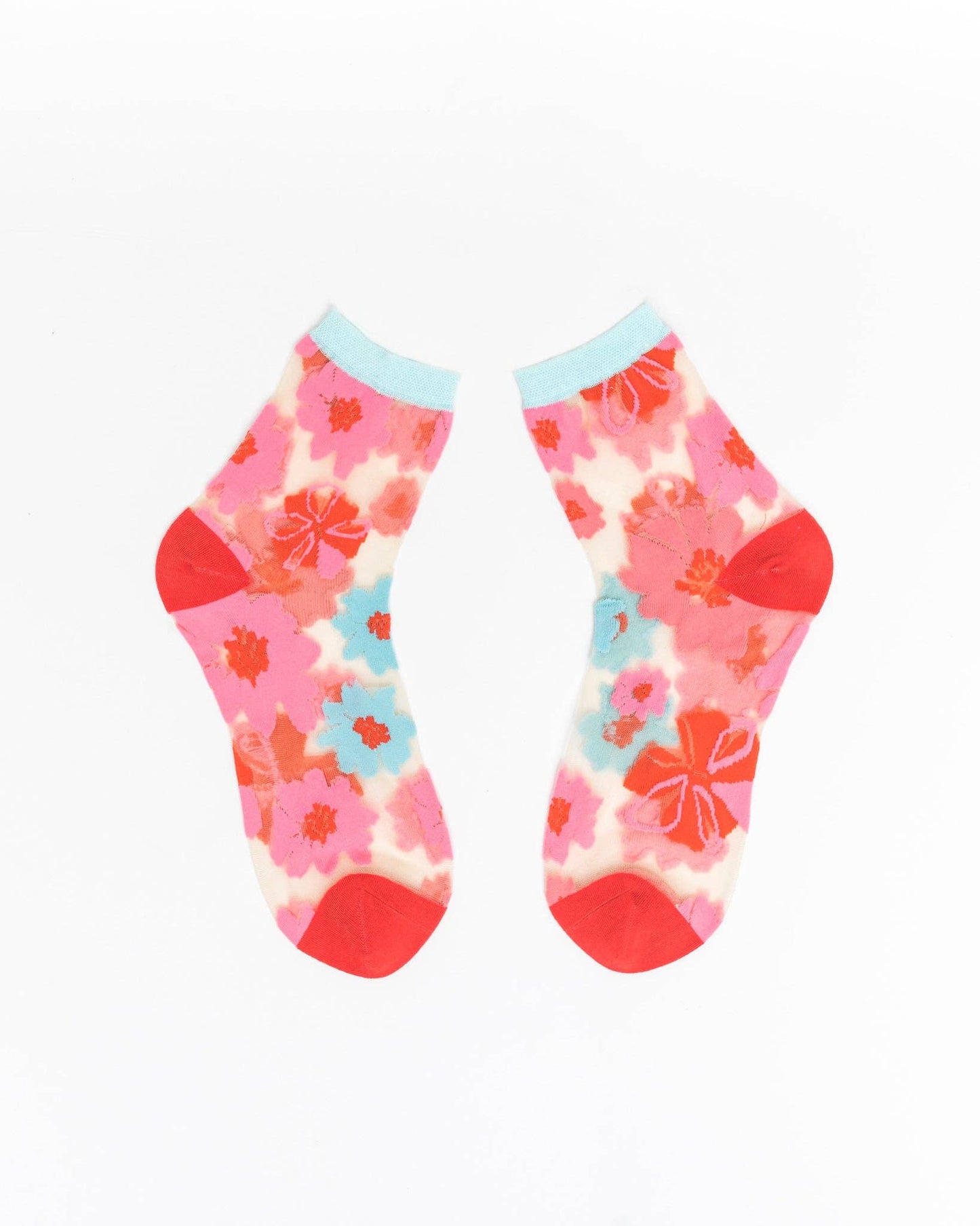 Ribbon Roses Sheer Ankle Socks