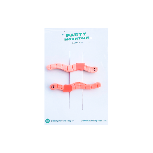 Smiley Worm Barrette Set