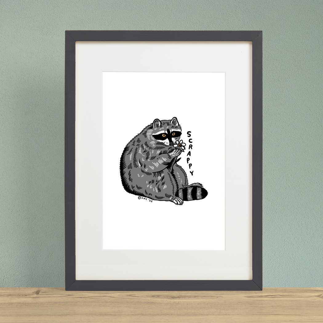 Scrappy Raccoon Print